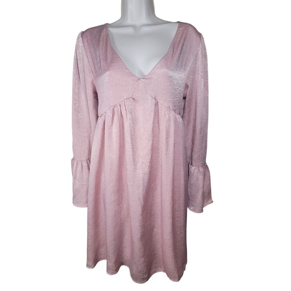 Dress Up Size Small Pink‎ Mini Dress Flounce Oversized Ruffles Boho Feminine USA